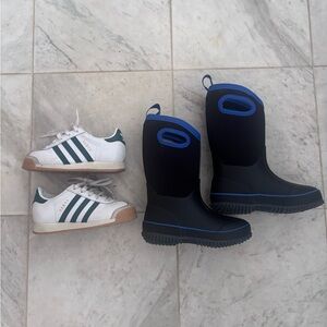 Adidas Kids White and Dark Green Sneakers free pair of snow boots
